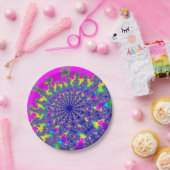 Roze regenboogbarst papieren bordje (Feest)