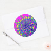 Roze regenboogbarst ronde sticker (Envelop)