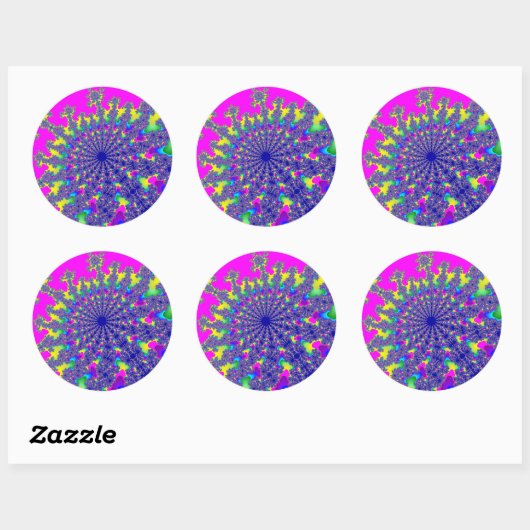 Roze regenboogbarst ronde sticker (Vel)