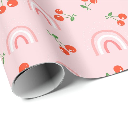 Roze regenboogCherry Pattern Cadeaupapier (Rol Hoek)