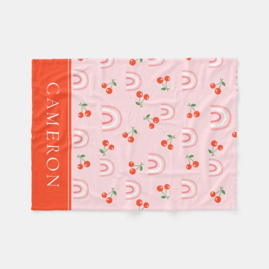 Roze regenboogCherry Pattern Fleece Deken (Voorkant (Horizontaal))
