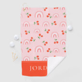 Roze regenboogCherry Pattern Golfhanddoek (Insitu)