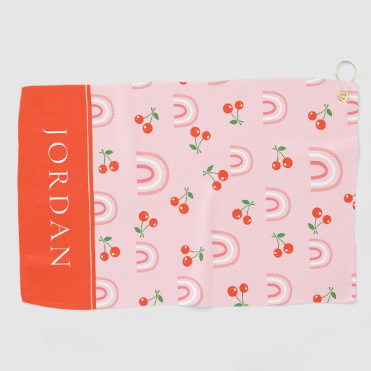 Roze regenboogCherry Pattern Golfhanddoek (Horizontaal)