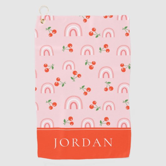 Roze regenboogCherry Pattern Golfhanddoek (Voorkant)