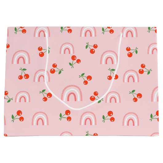 Roze regenboogCherry Pattern Groot Cadeauzakje (Voorkant)