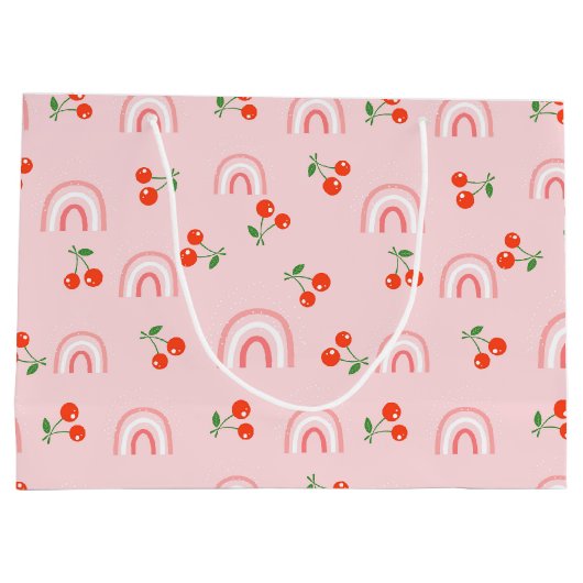 Roze regenboogCherry Pattern Groot Cadeauzakje (Achterkant)