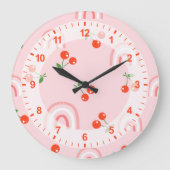 Roze regenboogCherry Pattern Grote Klok (Voorkant)