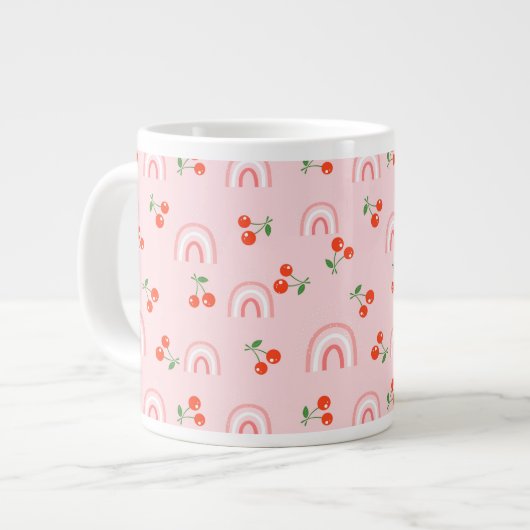 Roze regenboogCherry Pattern Grote Koffiekop (Links)