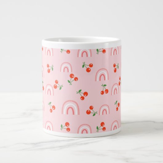 Roze regenboogCherry Pattern Grote Koffiekop (Voorkant)