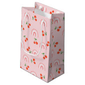 Roze regenboogCherry Pattern Klein Cadeauzakje (Achterkant Gekanteld)