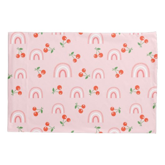 Roze regenboogCherry Pattern Kussensloop (Achterkant)