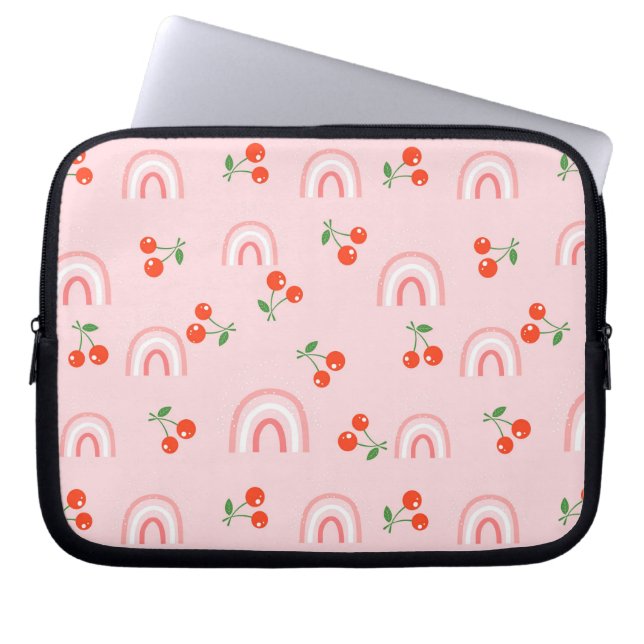 Roze regenboogCherry Pattern Laptop Sleeve (Voorkant)