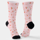 Roze regenboogCherry Pattern Sokken (Gebogen)