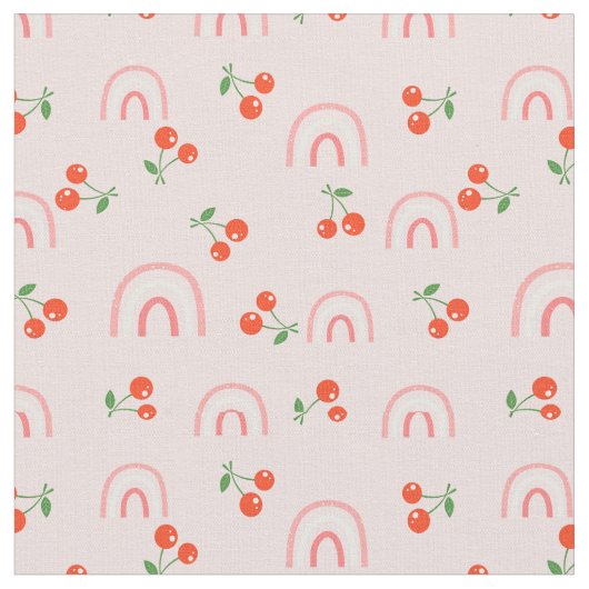 Roze regenboogCherry Pattern Stof (Close Up)