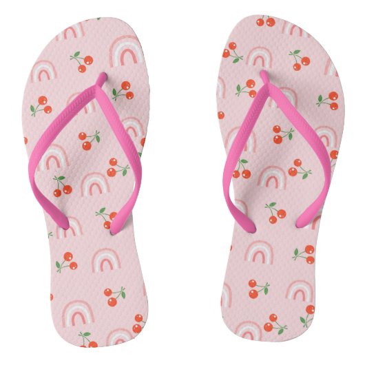 Roze regenboogCherry Pattern Teenslippers (Voetbed)