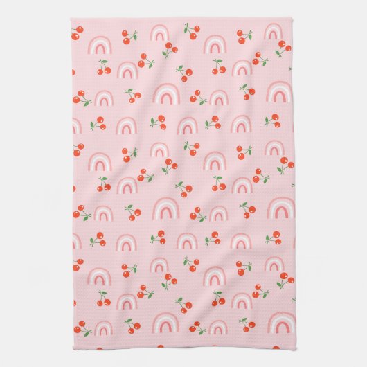 Roze regenboogCherry Pattern Theedoek (Verticaal)