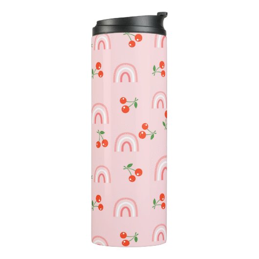 Roze regenboogCherry Pattern Thermosbeker (Gedraaid links)