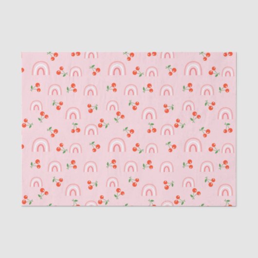 Roze regenboogCherry Pattern Tissuepapier (Voorkant)