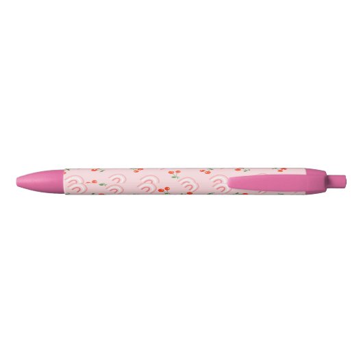 Roze regenboogCherry Pattern Zwarte Inkt Pen (Achterkant)