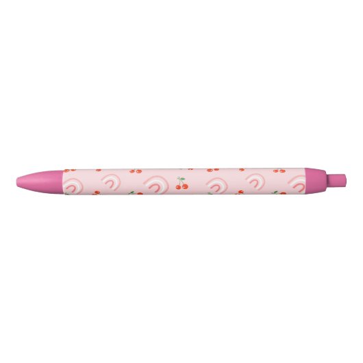 Roze regenboogCherry Pattern Zwarte Inkt Pen (Voorkant)