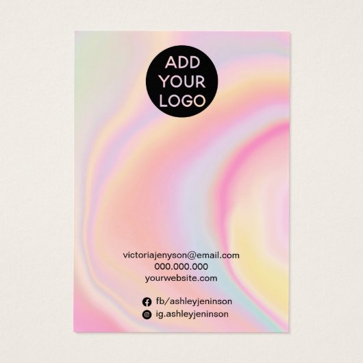 roze regenboogeenhoorn met meerdere stuipen oorsch visitekaartje (Achterkant)