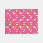 Roze regenboogeenhoornhartsterpatroon fleece deken (Voorkant (Horizontaal))