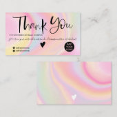 Roze regenboogeenhoornmarmer bedankt visitekaartje (Voorkant / Achterkant)