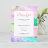 Roze regenbooggewas Baby shower Kaart (Staand voorkant)