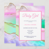 Roze regenbooggewas Baby shower Kaart (Voorkant / Achterkant)