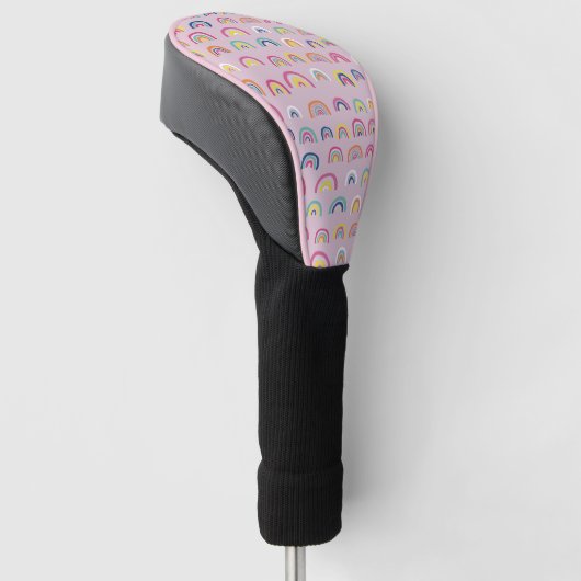 Roze regenbooggolf Hoesje Golfheadcover (Schuin)