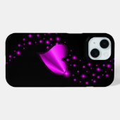 Roze regenbooghartslag met sterren op zwart Case-Mate iPhone case (Achterkant (horizontaal))