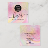 roze regenbooghoorn marmer glitter logo vierkante visitekaartje (Voorkant / Achterkant)