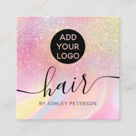 roze regenbooghoorn marmer glitter logo vierkante visitekaartje