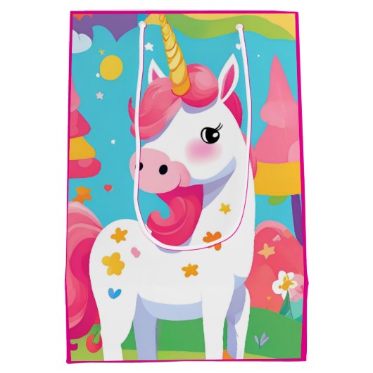 Roze regenbooghoorn medium cadeauzakje (Achterkant)