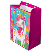 Roze regenbooghoorn medium cadeauzakje (Achterkant Gekanteld)