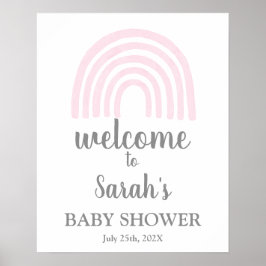Roze regenboogjongen Welkomstteken Baby shower Poster