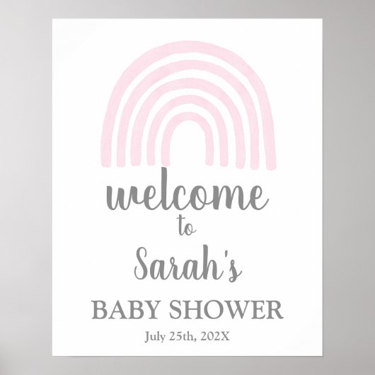 Roze regenboogjongen Welkomstteken Baby shower Poster (Voorkant)