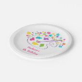 Roze regenboogkunstpartij Birthday Papieren Bordje (Gekanteld)