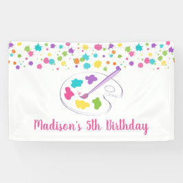 Roze regenboogkunstpartij Birthday Spandoek