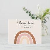 Roze regenboogmeisjes Baby shower Dank je Briefkaa (Staand voorkant)