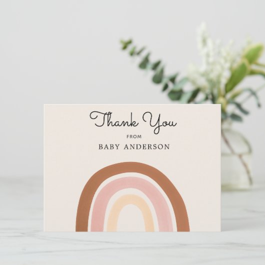 Roze regenboogmeisjes Baby shower Dank je Briefkaa (Staand voorkant)