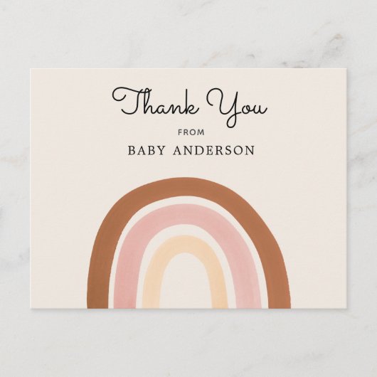 Roze regenboogmeisjes Baby shower Dank je Briefkaa Briefkaart (Voorkant)