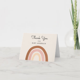 Roze regenboogmeisjes Baby shower Dank je Briefkaa Notitiekaartje