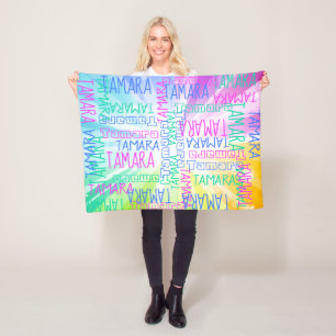 Roze regenboogmeisjes dragen aangepaste aangepaste fleece deken