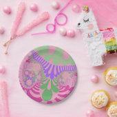 Roze regenboogmod papieren bordje (Feest)