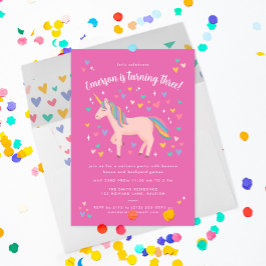 -roze regenboogontsteking Birthday Party Kaart