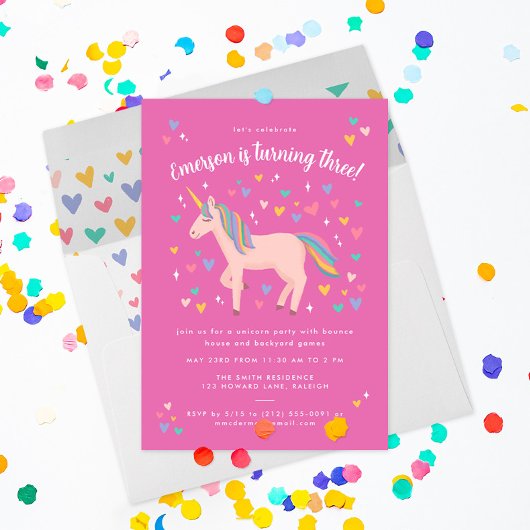 -roze regenboogontsteking Birthday Party Kaart