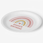 Roze regenboogpapier bord voor verjaardagsfeestje (Gekanteld)