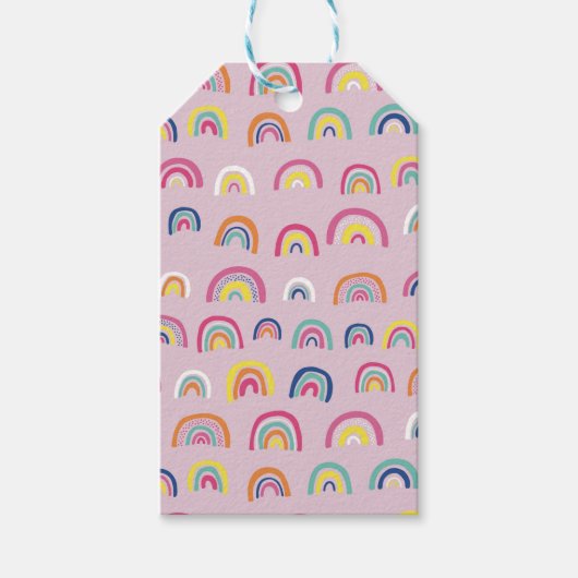 Roze regenboogpatroon cadeaulabel (Voorkant)