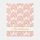 Roze regenboogpatroon gepersonaliseerd fleece deken (Voorkant)